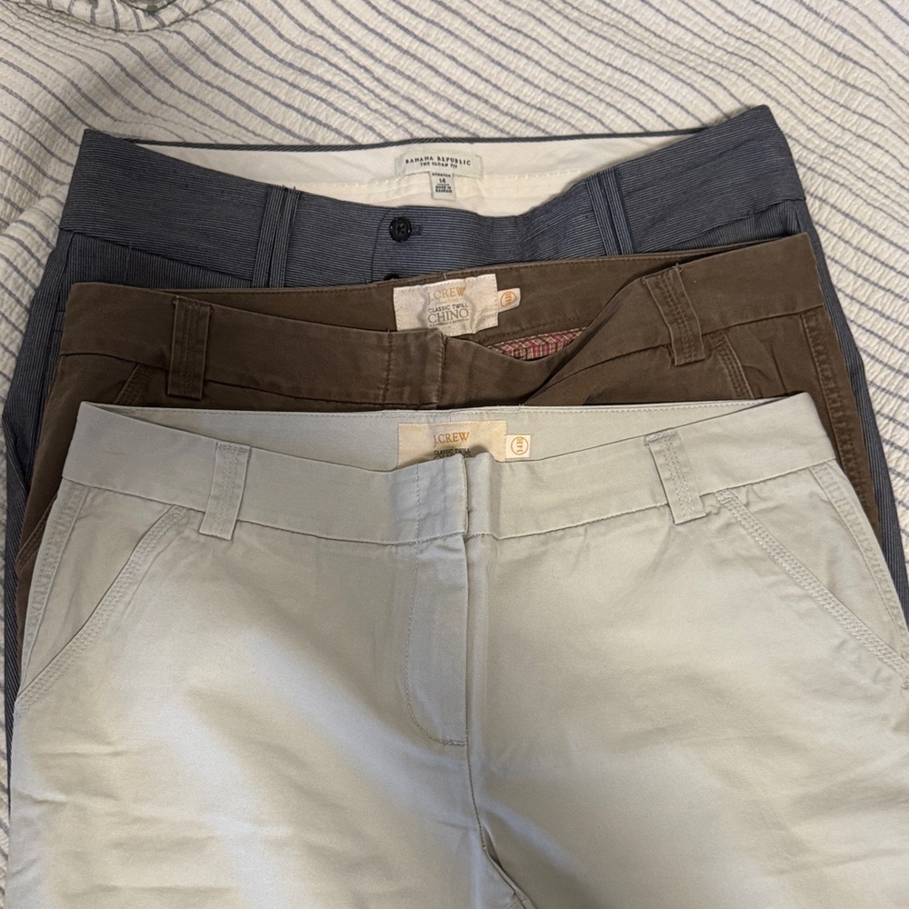 Bundled Women's JCrew & Banana Republic Pants in Gray, Brown, and Cream Size 14